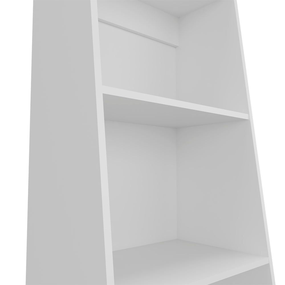 Sleek White Piney Bookcase with Three Spacious Shelves