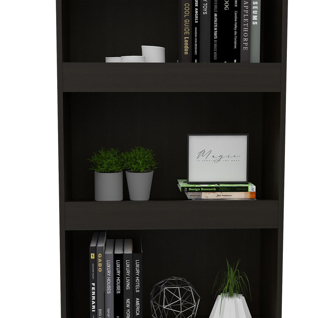 Tall Three-Shelf Bookcase with Framed Shelves