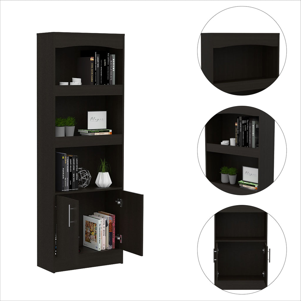 Tall Three-Shelf Bookcase with Framed Shelves