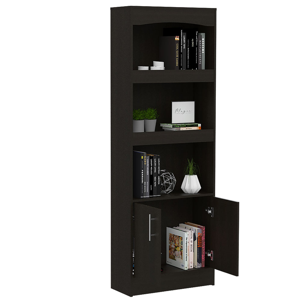 Tall Three-Shelf Bookcase with Framed Shelves