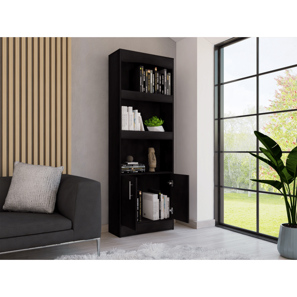 Tall Three-Shelf Bookcase with Framed Shelves