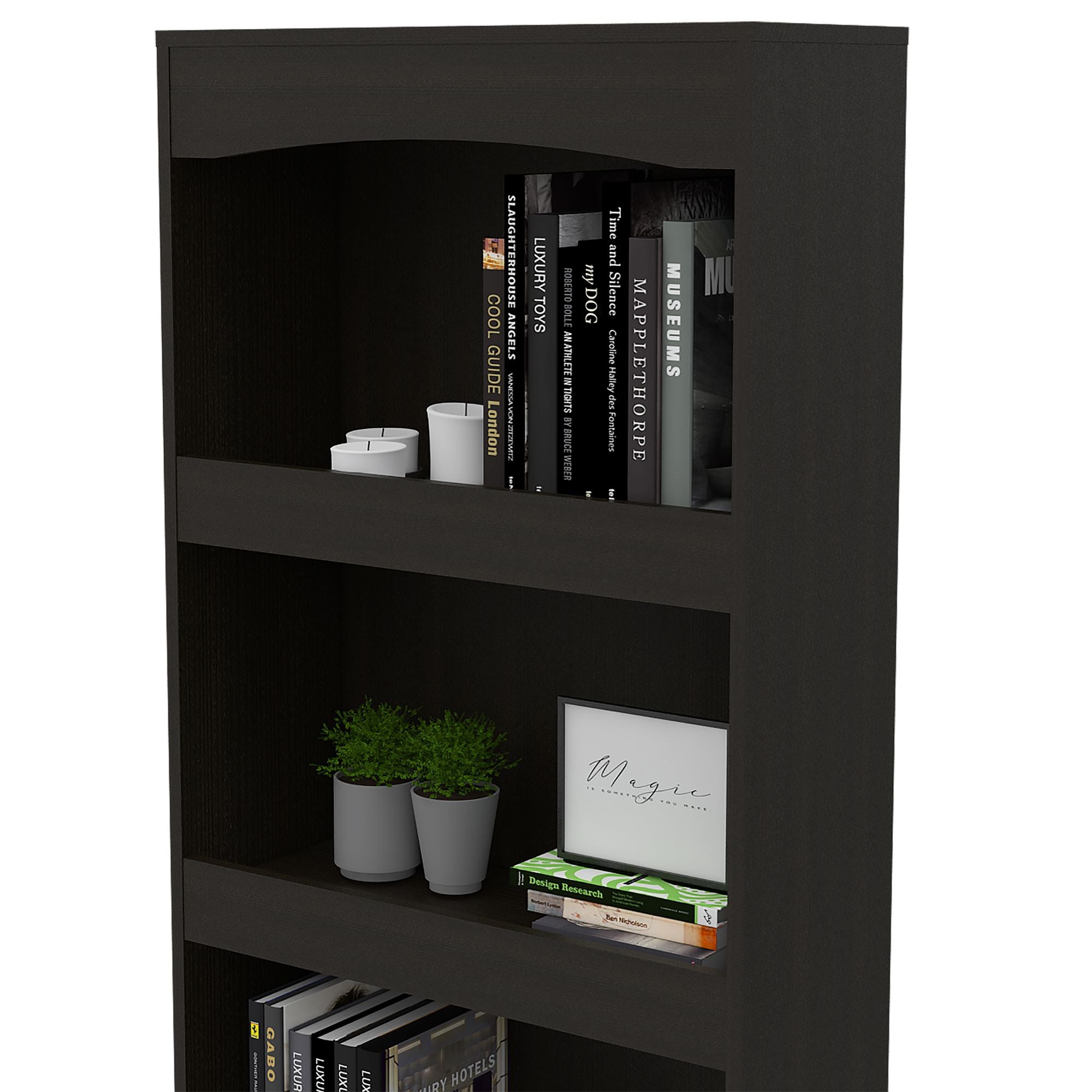Tall Three-Shelf Bookcase with Framed Shelves