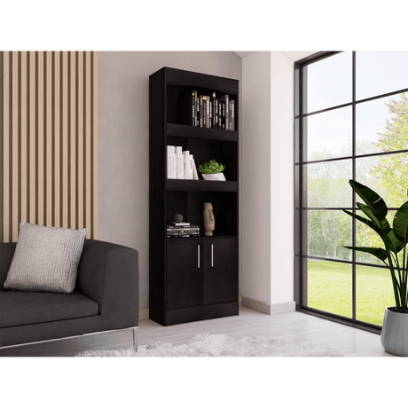 Tall Three-Shelf Bookcase with Framed Shelves