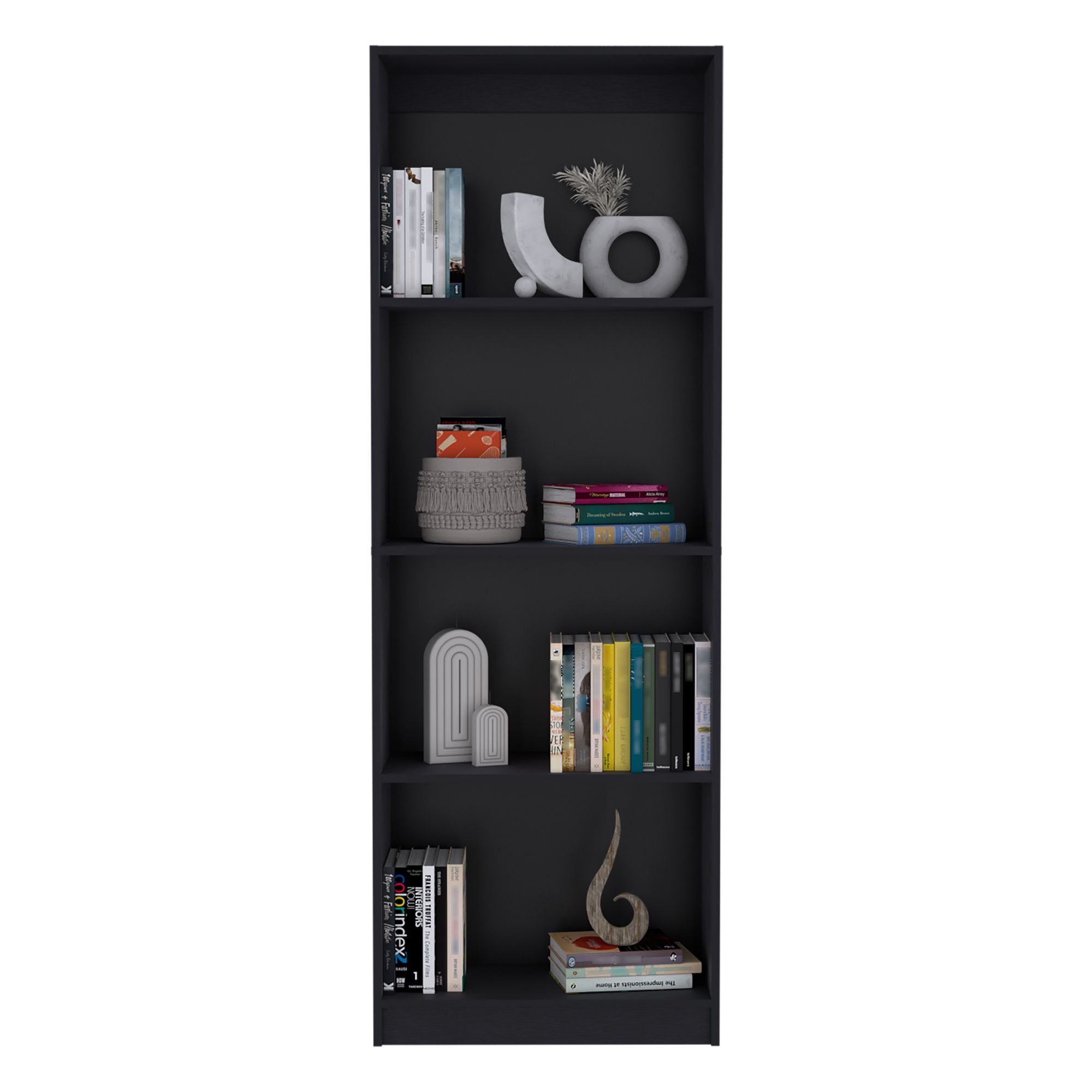 Bookcase with Spacious Tier-Shelving Design, Black