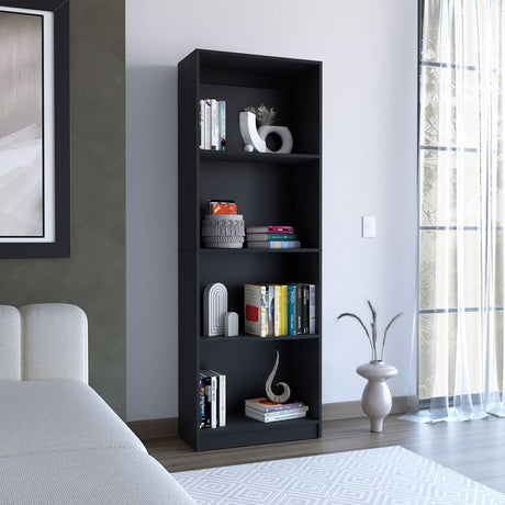 Bookcase with Spacious Tier-Shelving Design, Black