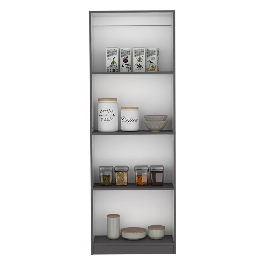 Spacious Tier-Shelving Bookcase in Matt Gray/White