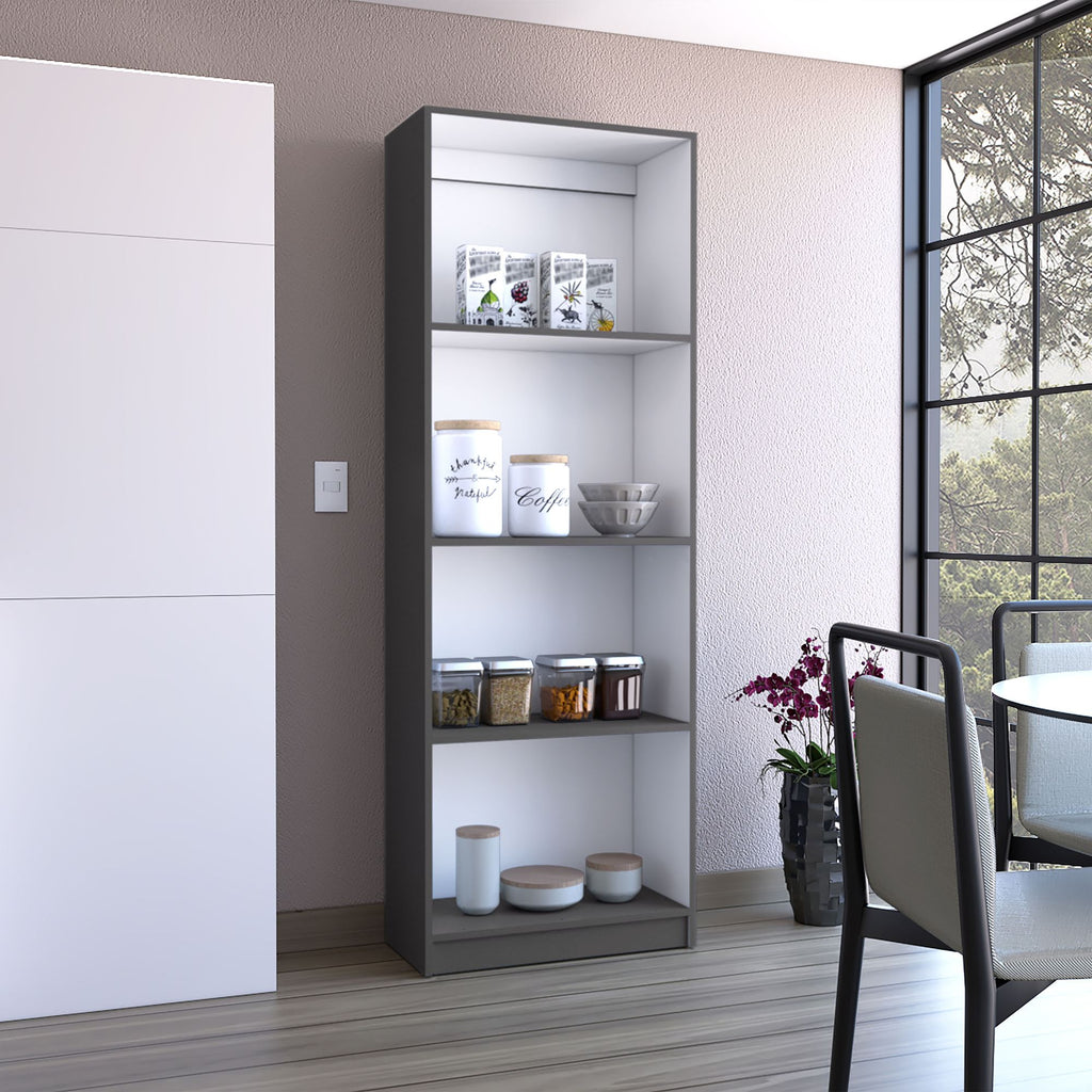 Spacious Tier-Shelving Bookcase in Matt Gray/White