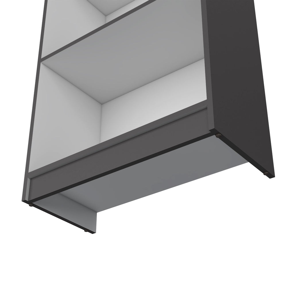 Spacious Tier-Shelving Bookcase in Matt Gray/White