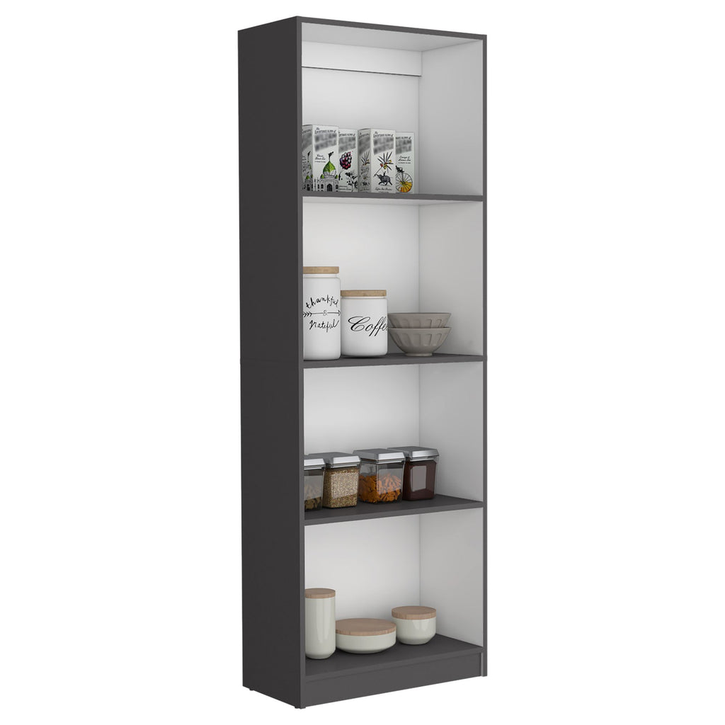 Spacious Tier-Shelving Bookcase in Matt Gray/White