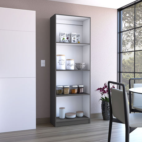 Spacious Tier-Shelving Bookcase in Matt Gray/White
