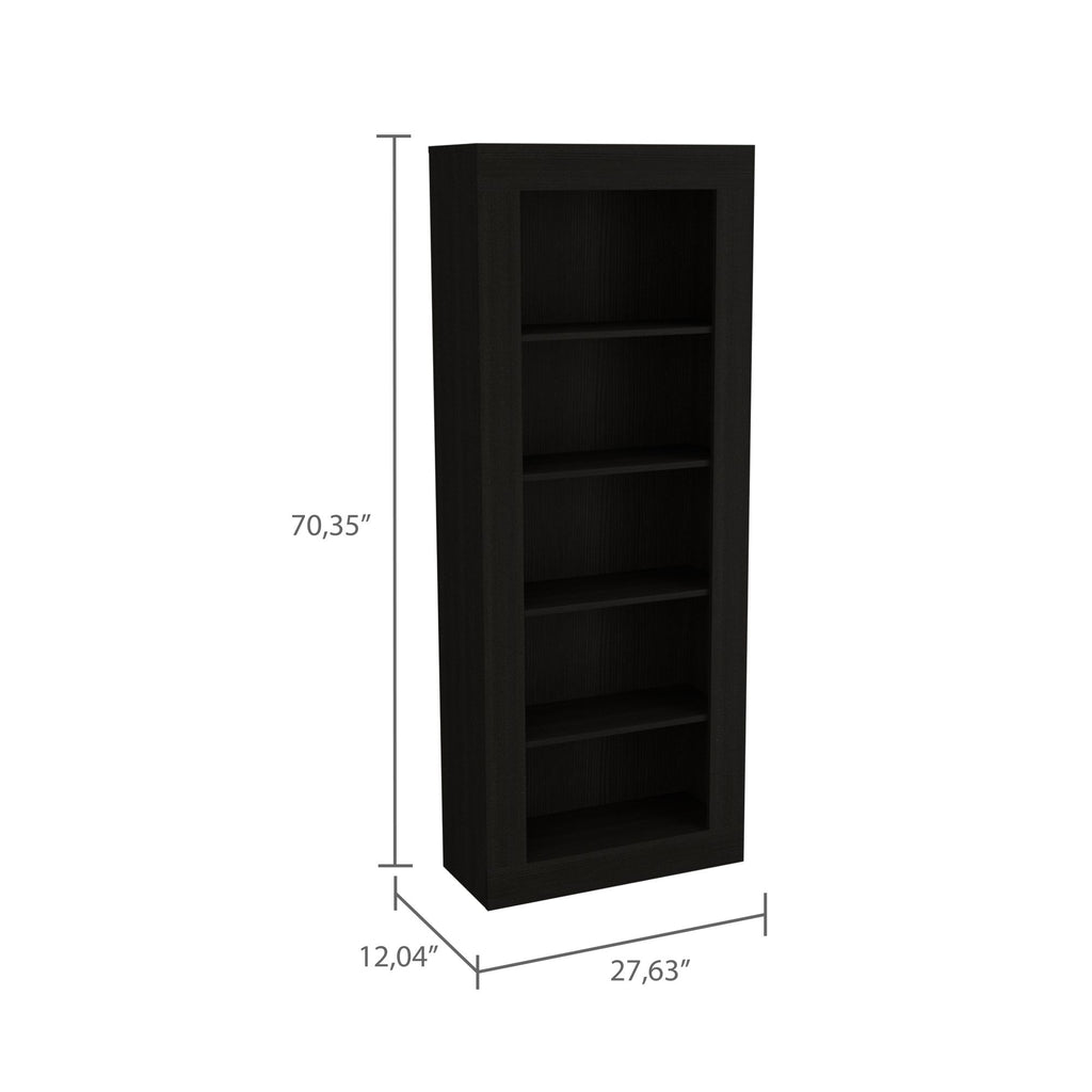 5-Shelf Bookcase with Sleek Vertical Design - Black