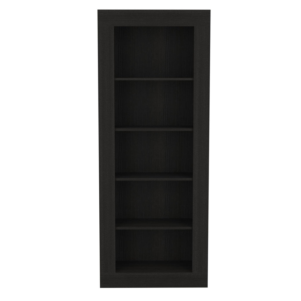 5-Shelf Bookcase with Sleek Vertical Design - Black