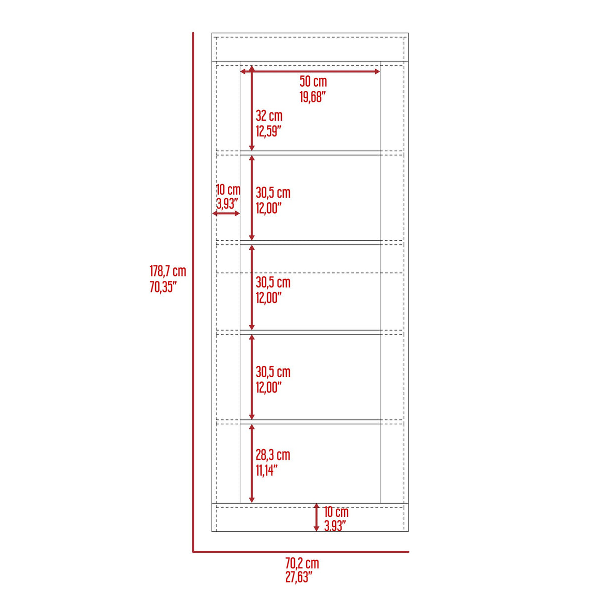5-Shelf Bookcase with Sleek Vertical Design - Black