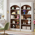 Modern Five-Tier White and Oak Bookcase