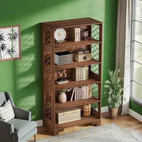 Vintage Bookcase with X-Patterned Side Design
