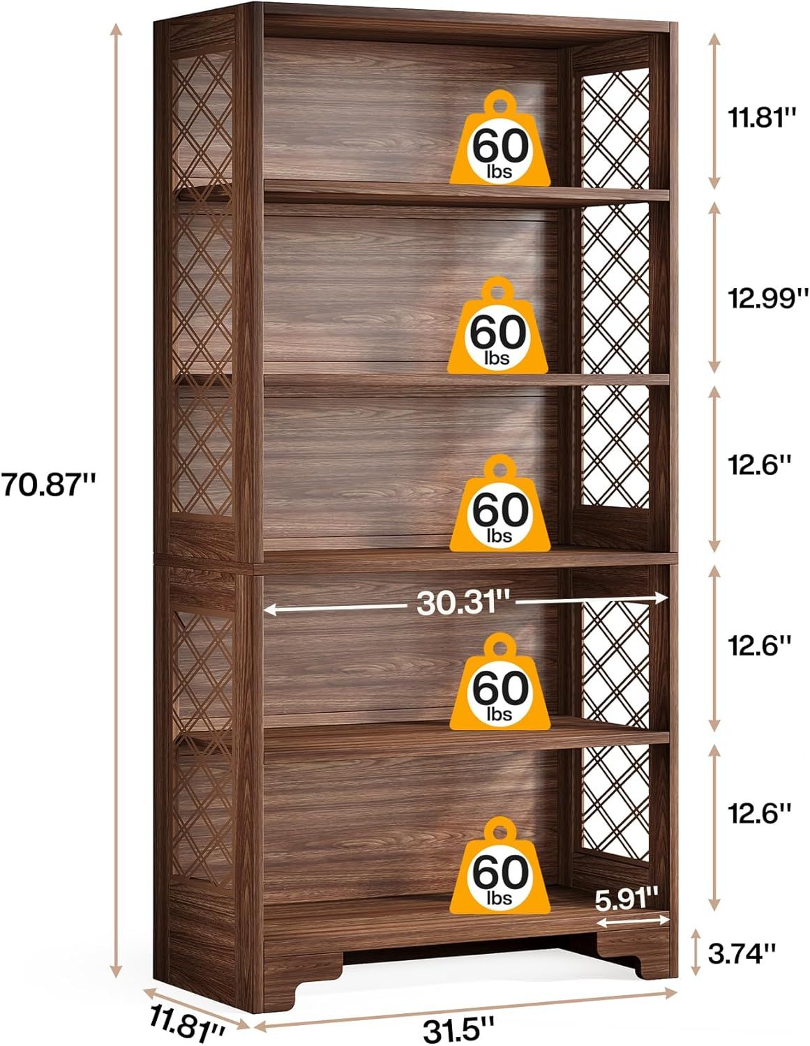 Vintage Bookcase with X-Patterned Side Design