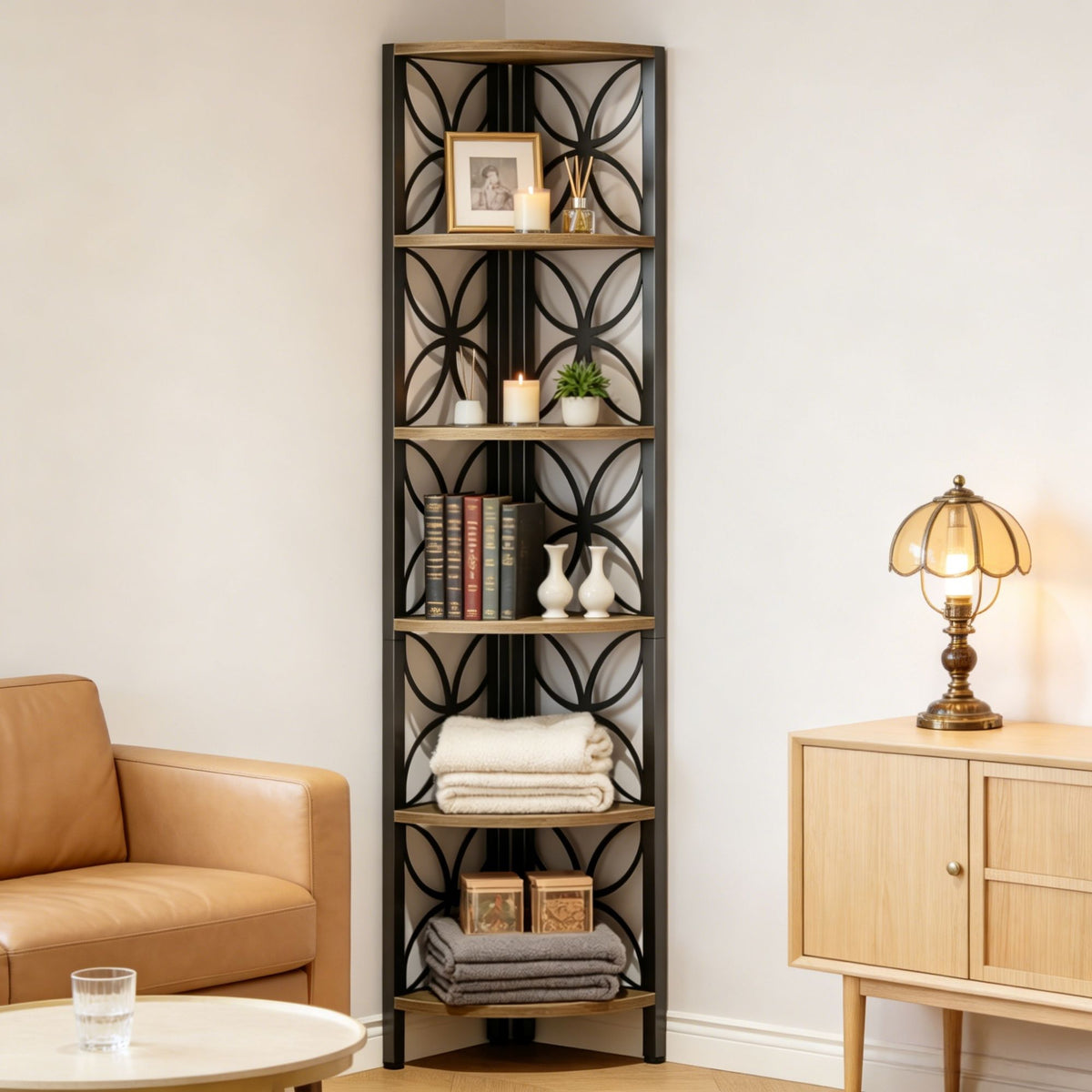 Versatile 6-Tier Corner Shelf for Kitchen, Bathroom, and Living Room