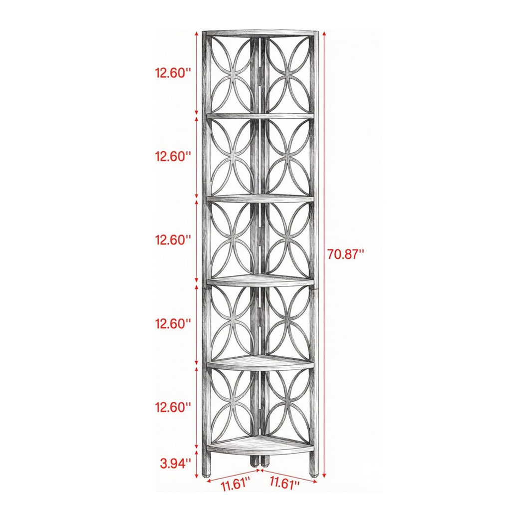 Versatile 6-Tier Corner Shelf for Kitchen, Bathroom, and Living Room