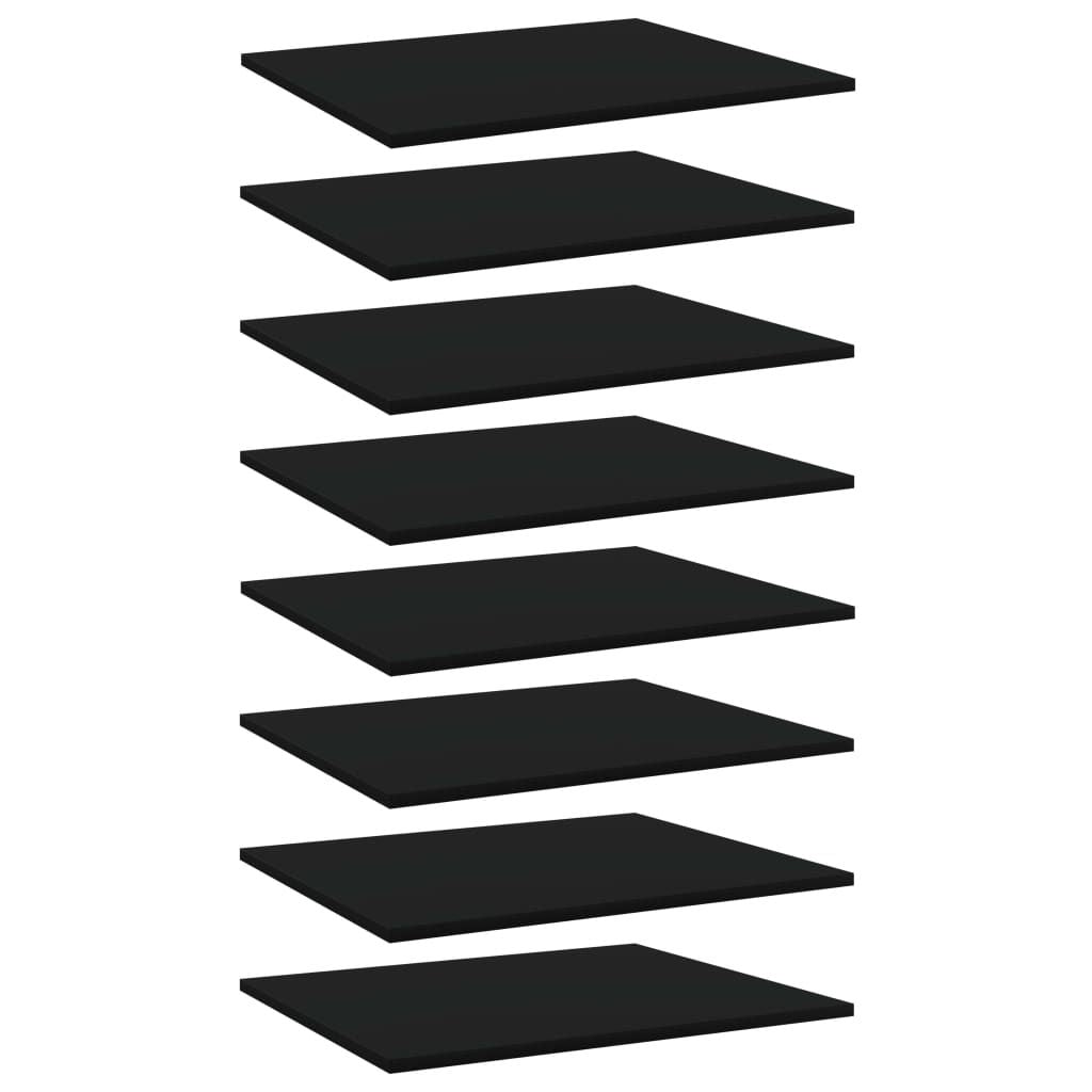 Eight Black Bookshelf Boards for Flexible Shelf Updates