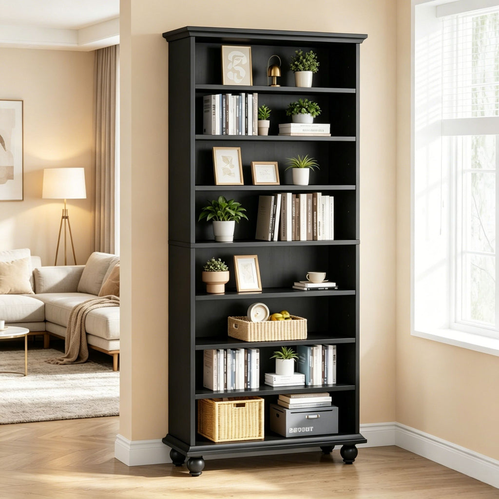9-Layer Lighted Bookshelf with Adjustable Shelves