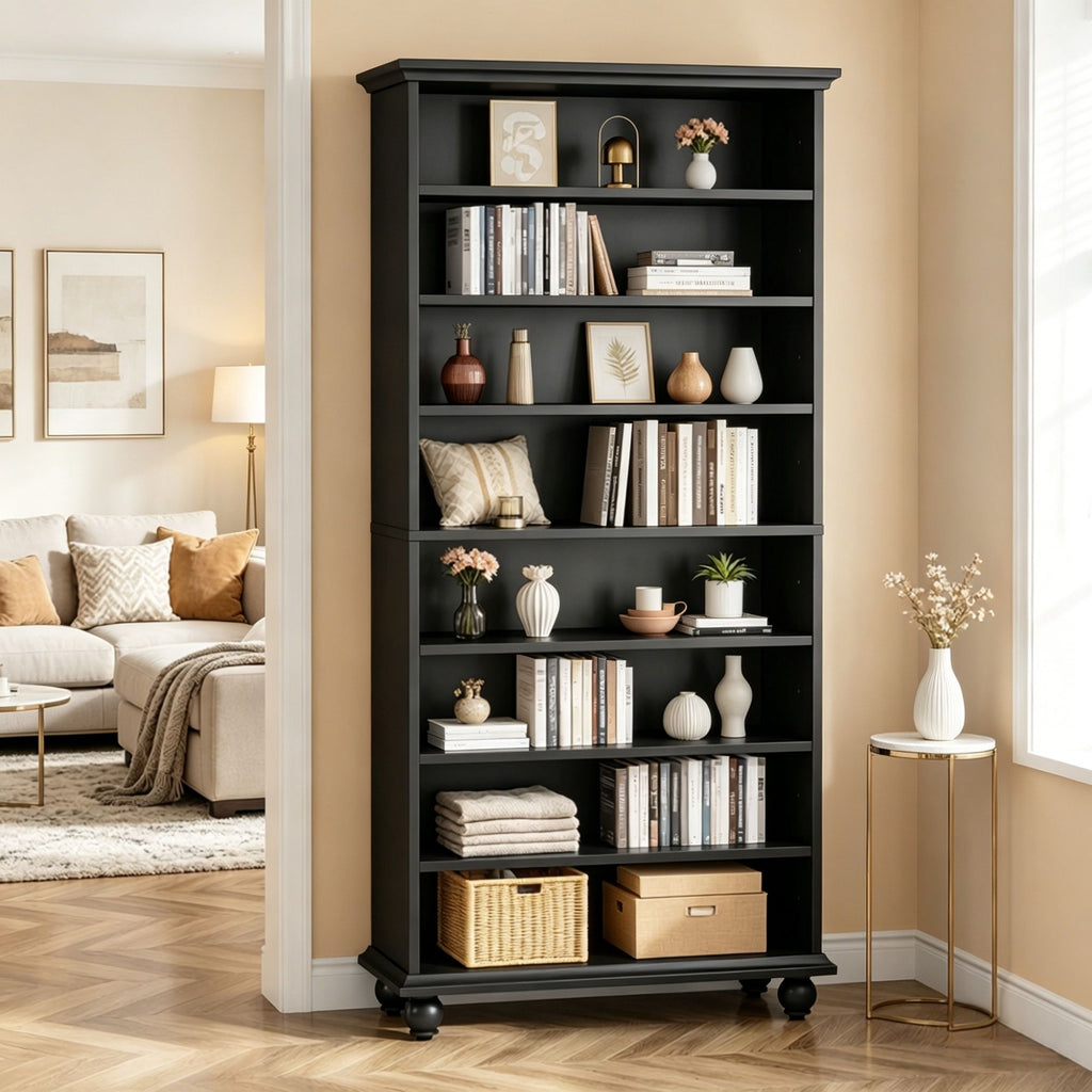 9-Layer Lighted Bookshelf with Adjustable Shelves