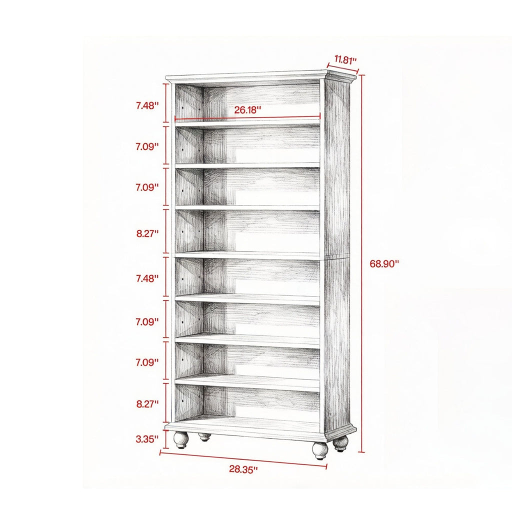 9-Layer Lighted Bookshelf with Adjustable Shelves