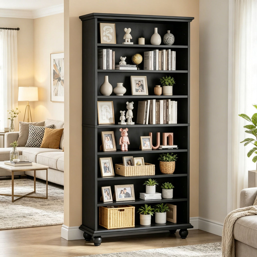 9-Layer Lighted Bookshelf with Adjustable Shelves