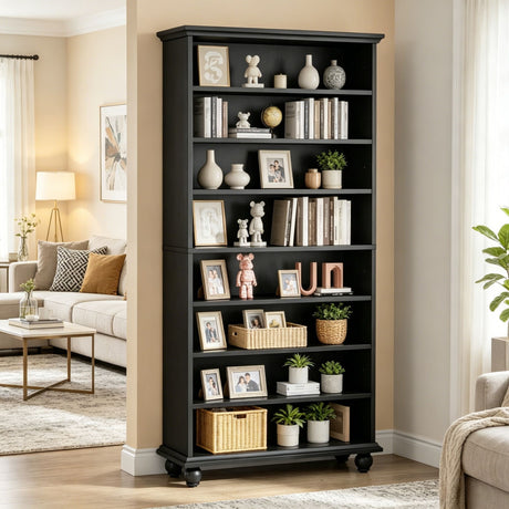 9-Layer Lighted Bookshelf with Adjustable Shelves