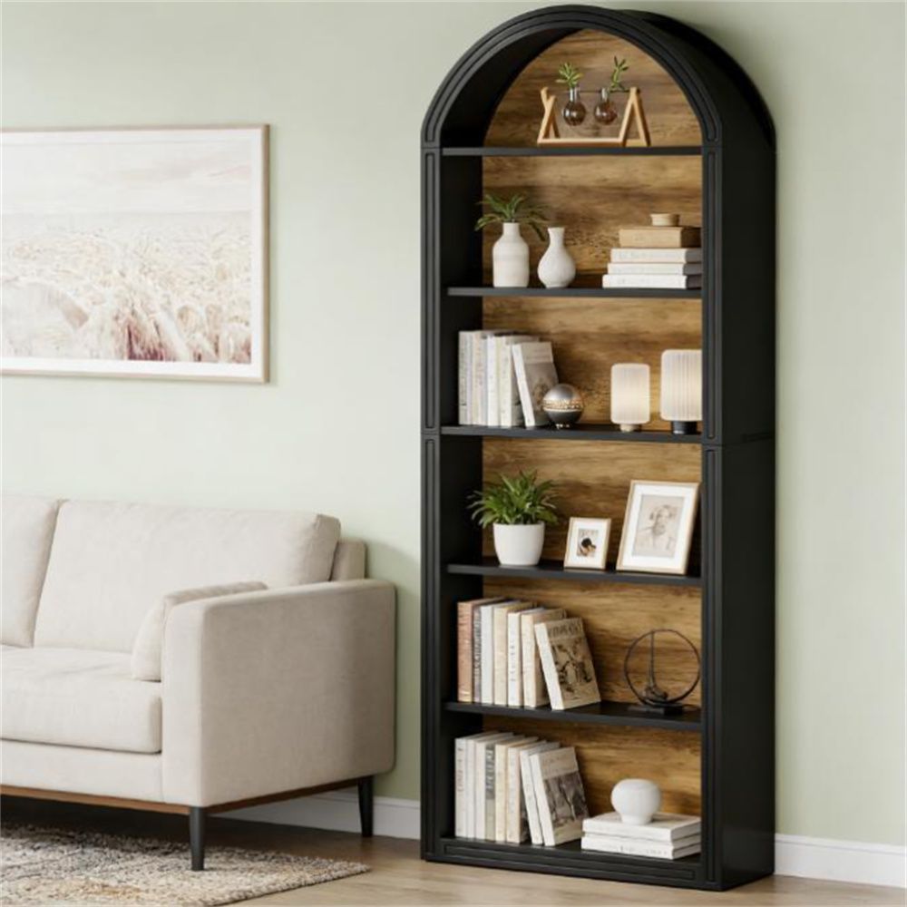 Eight-Tier Arched Bookshelf with Two-Tone Style