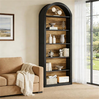 Eight-Tier Arched Bookshelf with Two-Tone Style