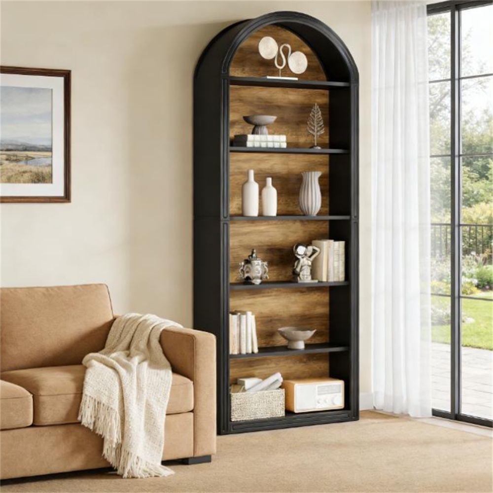 Eight-Tier Arched Bookshelf with Two-Tone Style