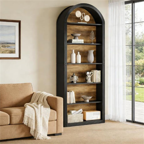 Eight-Tier Arched Bookshelf with Two-Tone Style