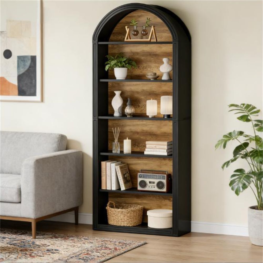 Eight-Tier Arched Bookshelf with Two-Tone Style