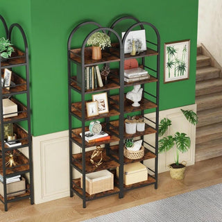 Arched Spacious Bookshelf with 6-Tier Storage