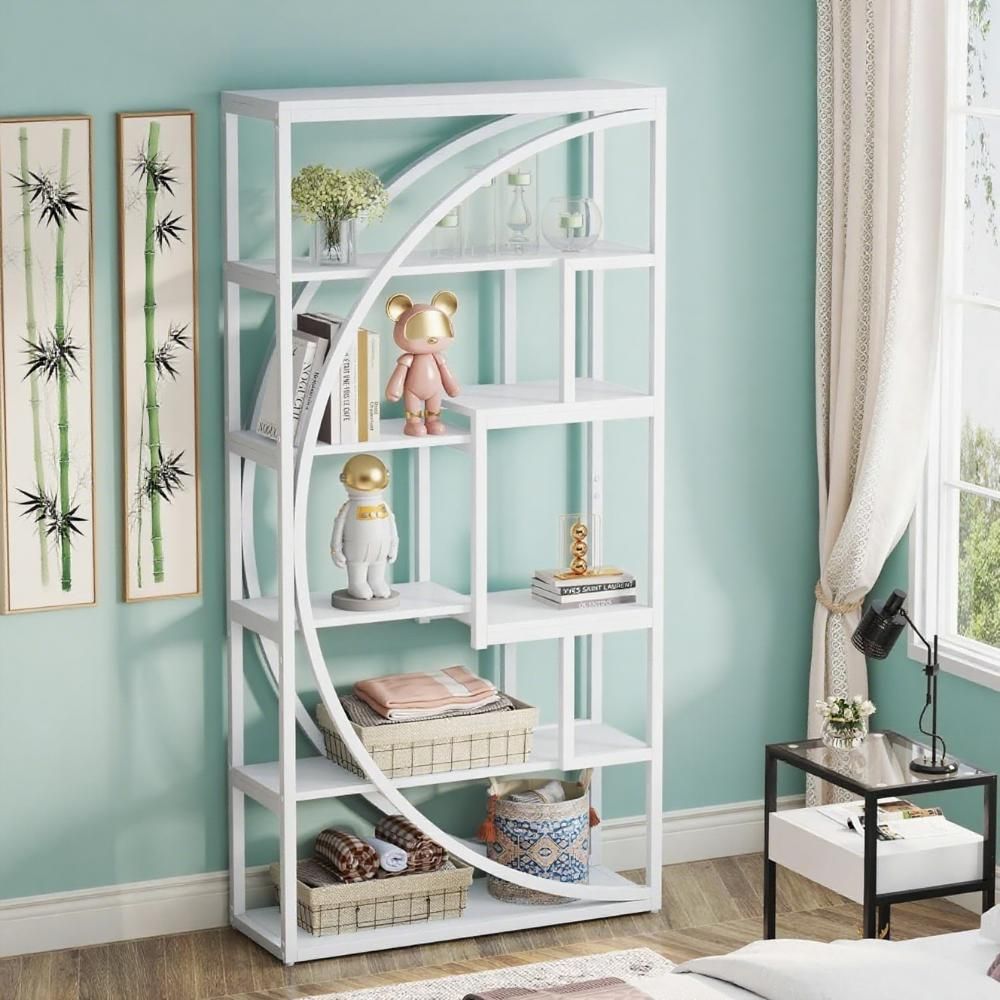 Modern Geometric Open-Shelf Bookcase