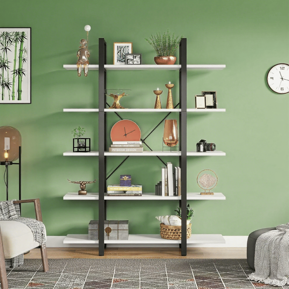 Open Five-Shelf Bookcase for Books and Display Pieces