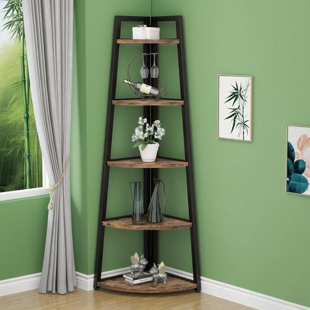 Five-Tier Corner Bookshelf for Versatile Display