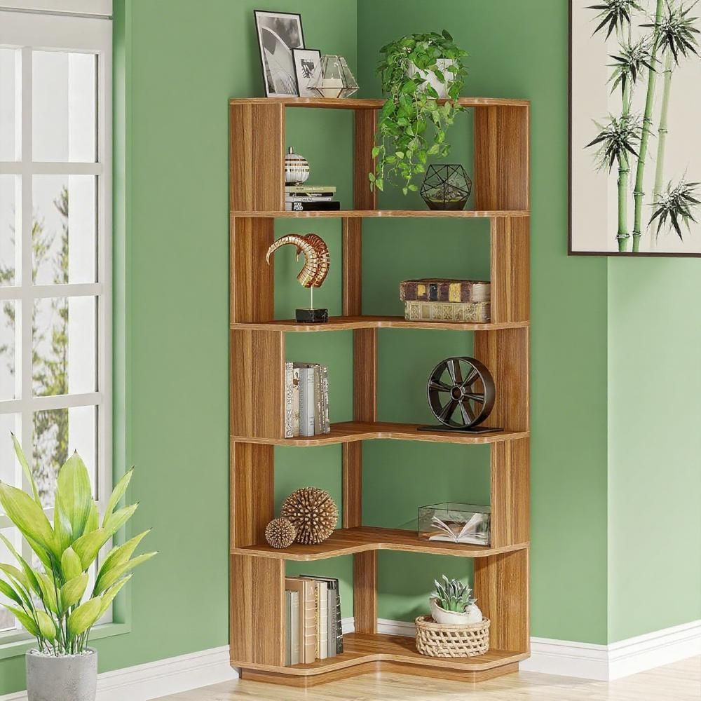 L-Shaped Corner Bookcase with Industrial Style