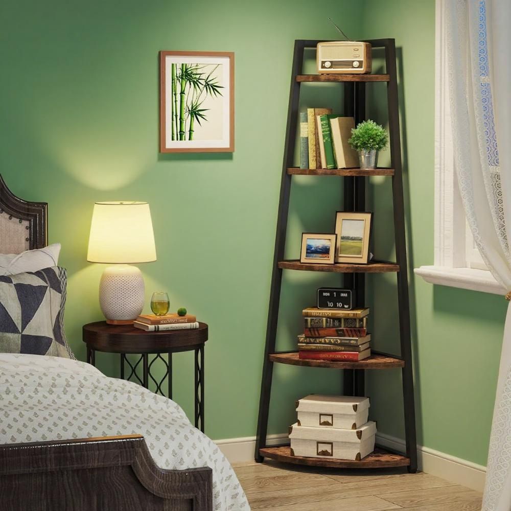 Five-Tier Corner Bookshelf for Versatile Display