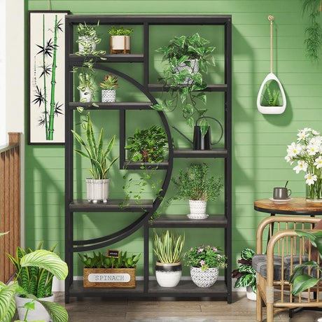 Geometric Half-Moon Bookshelf with Rustic Charm