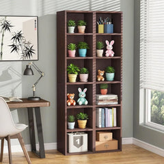 Slim Tall Bookshelf with 6 Open Shelves for Compact Spaces