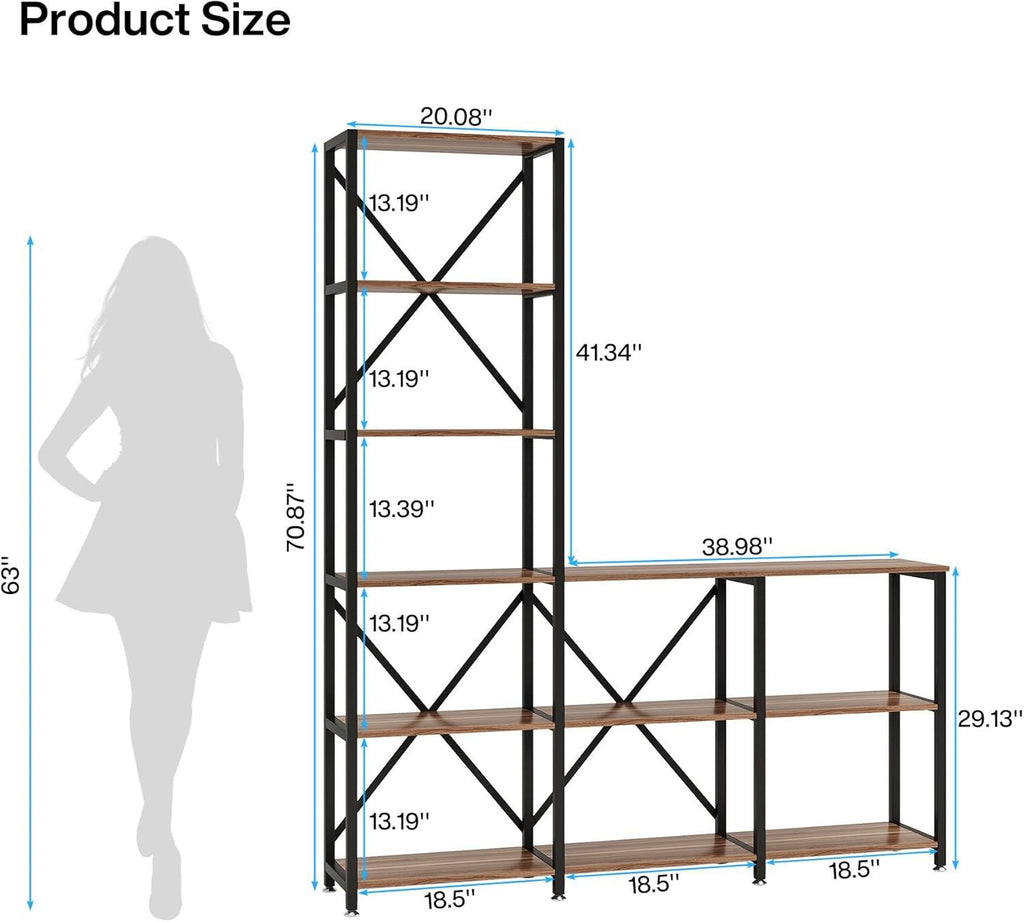 5-Tier L-Shaped Bookshelf for Versatile Storage and Display