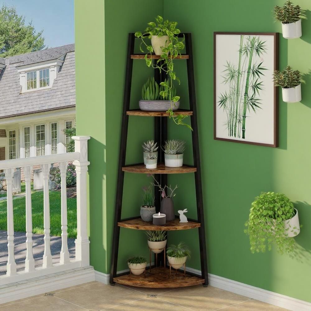 Five-Tier Corner Bookshelf for Versatile Display