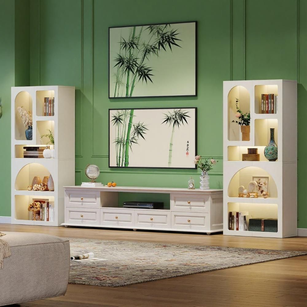 Modern Arched Bookshelf with Geometric Silhouette and 5 Irregular Shelves