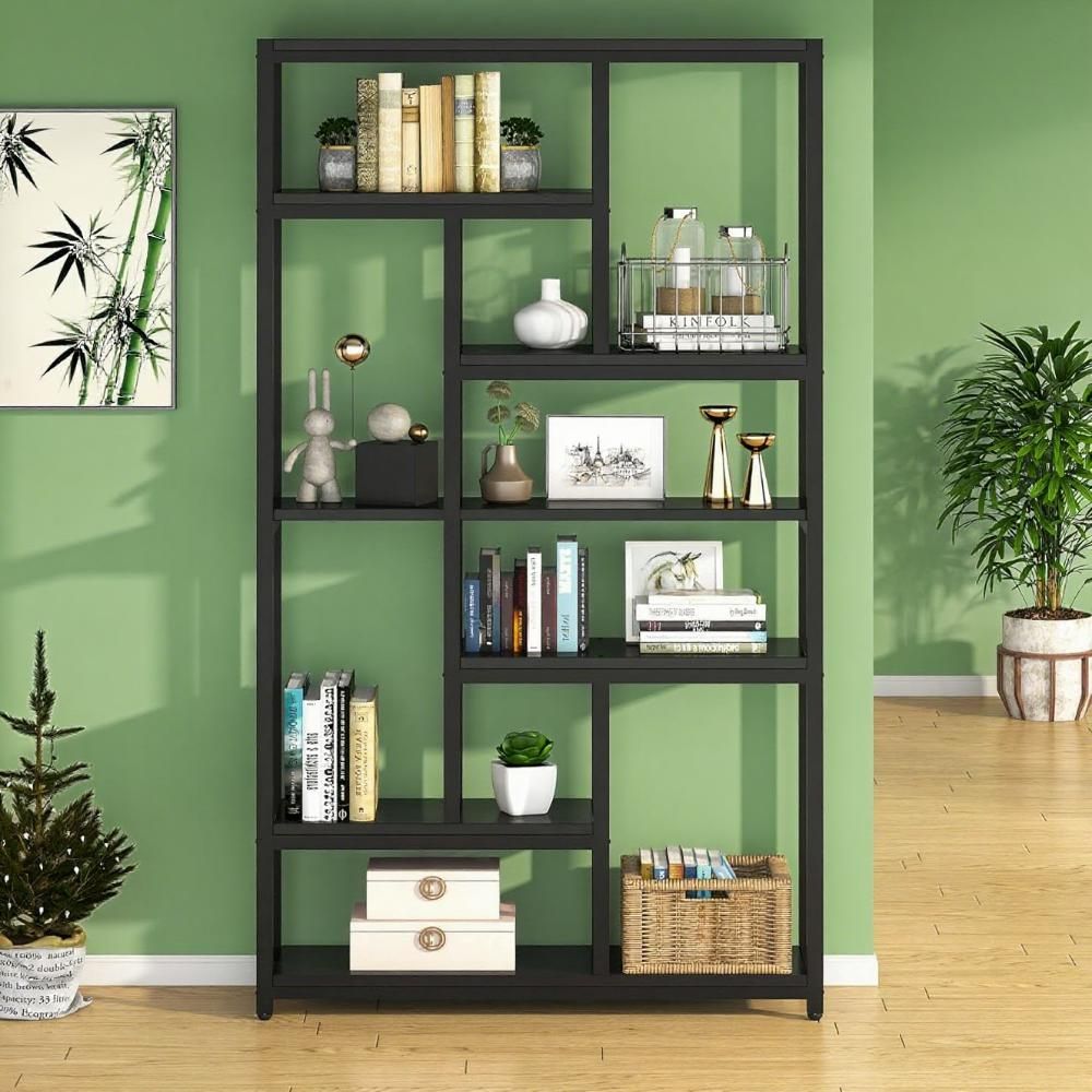 7-Tier Industrial Bookshelf with Ample Storage