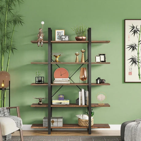 Spacious 5-Shelf Open Bookshelf for Home Office Display