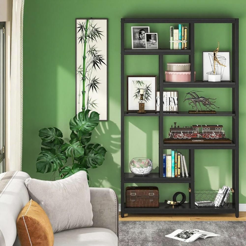 7-Tier Industrial Bookshelf with Ample Storage