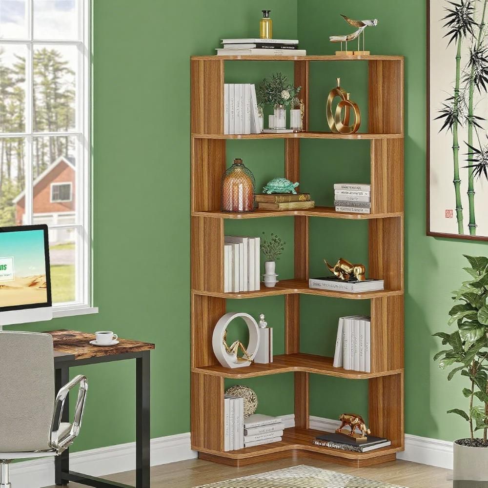 L-Shaped Corner Bookcase with Industrial Style