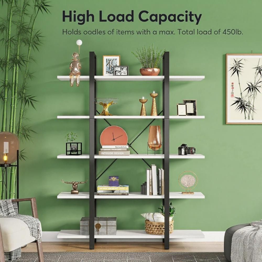Open Five-Shelf Bookcase for Books and Display Pieces