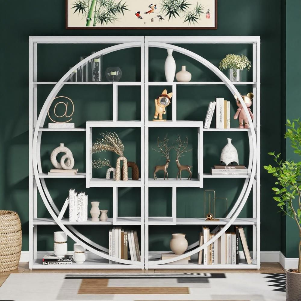 Modern Geometric Open-Shelf Bookcase